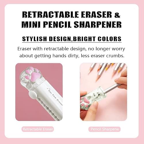 PANDENNER Cute School Supplies, Cute Stationary,Birthday Party Favors Set,Including Pencil Sharpener,Eraser, Correction Tape, Ruler, Mini Scissors,Utility Knife, for Cute School Supplies thumbnail 5