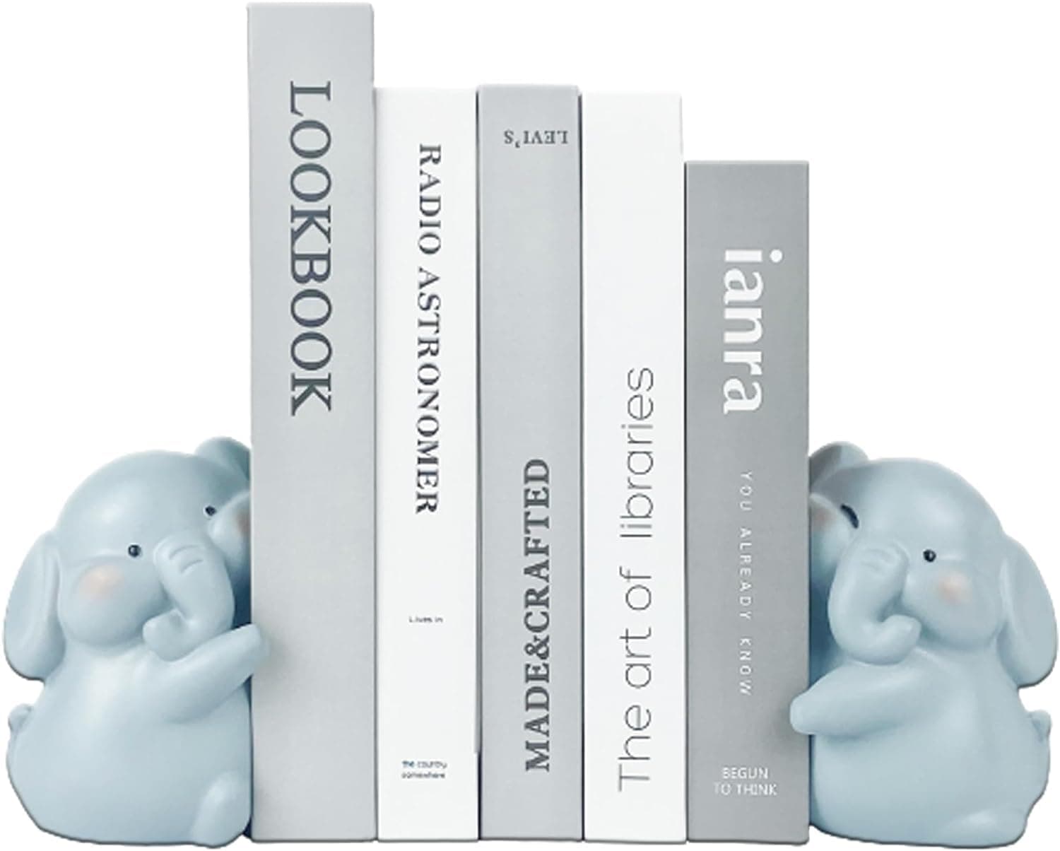 Hug Bookends to Hold Books, Cute Book Ends Decorative Bookends for Shelves, Creative Resin Book Holders for Shelf Desk Home Office Decoration (Elephant) thumbnail 4