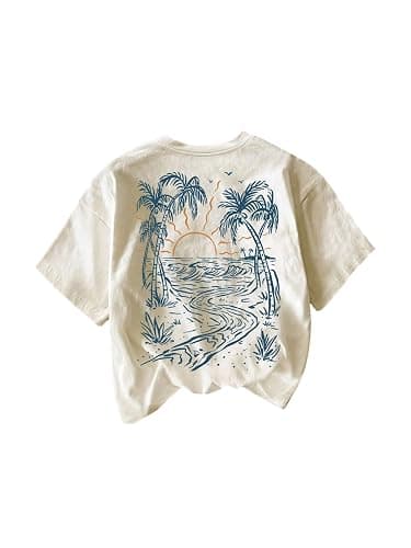 RoseSeek Women's Hawaiian Tropical Graphic Tees Crewneck Short Sleeve Vacation Summer T Shirt - Image 1