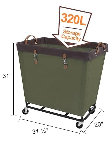 StorageWorks 320L Laundry Basket with Wheels, Extra Large Rolling Hampers for Clothing Organizer, Dirty Clothes Basket for Hote, Home, Closet, Dorm, Green thumbnail 3