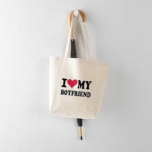 CafePress I Love My Boyfriend Tote Bag Reusable Natural Beige Canvas Shopping Bag thumbnail 5