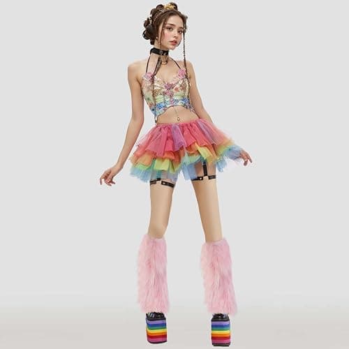 PHOGARY Faux Fur Fuzzy Leg Warmers Furry Boot Covers for Women Girls, Furry Boot Cuffs Fuzzy Shoes Cover Socks for Costumes thumbnail 6