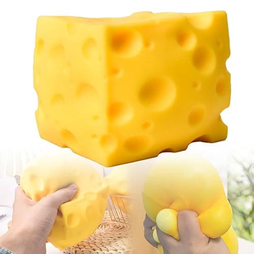 Jumbo Cheese Squishy, 10 CM Giant Squishy Toy, Cheese Shape Stress Ball, Realistic Fidget Toys Anxiety Relief Sensory for Adults Kids (A01-Large) thumbnail 4