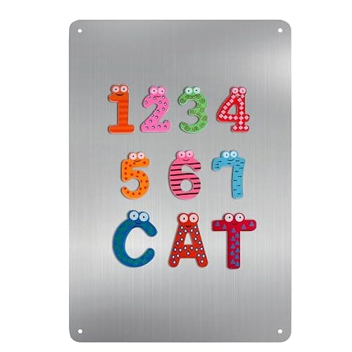 Bekith 2 Pack Stainless Steel Magnetic Board, 17.1" x 11.8" Magnet Bulletin Board to Display Magnetic Letters Numbers, Notes, Poetry, Photos, Spice Jars, Suitable for Wall, Refrigerator, Cabinet thumbnail 5