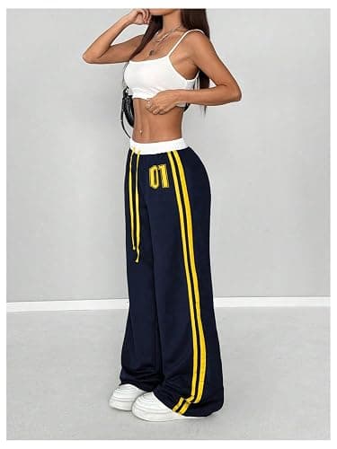 SOLY HUX Women's Baggy Sweatpants Wide Leg Ed Hardy Sweatpant Y2k Drawstring Pants Streetwear thumbnail 5