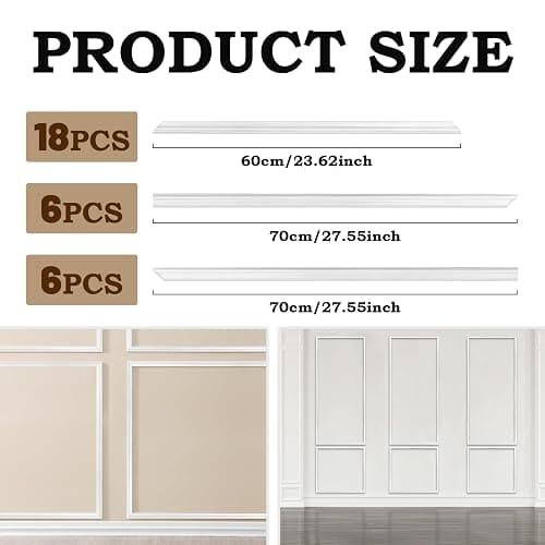 JZHLLA 30 Piece Peel & Stick Wall Molding Kit, Pre-Cut Wainscoting Panels with Self-Adhesive Trim, Easy Install Wall Decor for Office Home Bedroom Living Room thumbnail 2