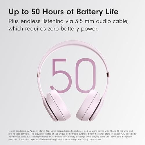 Beats Solo 4 - Wireless Bluetooth On-Ear Headphones, Apple & Android Compatible, Up to 50 Hours of Battery Life - Cloud Pink thumbnail 5