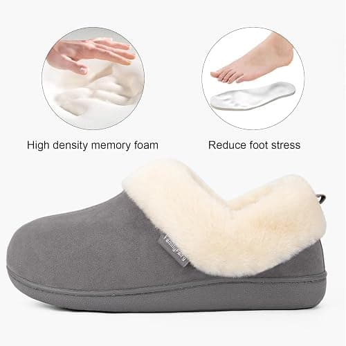 FamilyFairy Women's Warm Bootie Slippers Winter Cozy House Shoes Non Slip Indoor Outdoor with Fuzzy Collar thumbnail 3
