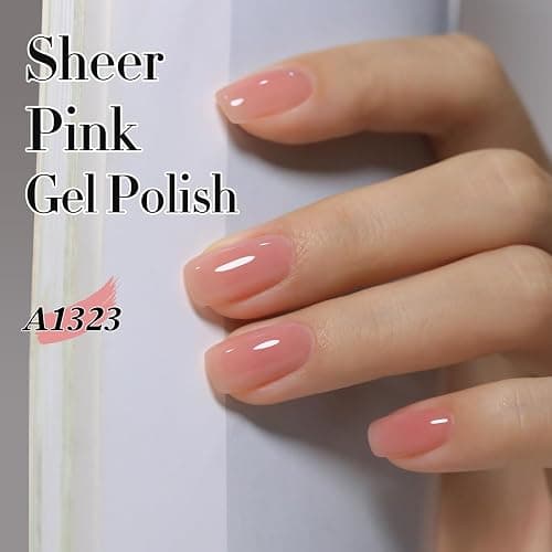 Double Rhythm Translucent Gel Polish Sheer Neutral Natural Light Milky Same Color Same Bottle 15ML Jelly Nail Polish Nail Art DIY at Home (Pink Clear-A1323) thumbnail 5