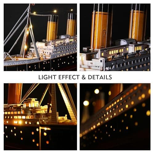 CubicFun Titanic 3D LED Puzzles for Adults 88 CM 266 Pieces,Titanic Toys for Teens, Home Decor Birthday Gifts Adults thumbnail 9
