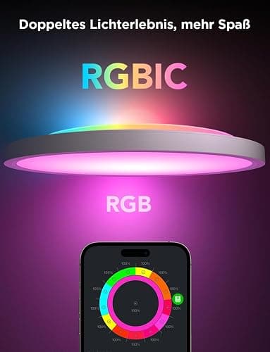 Govee Deckenleuchte RGBIC Smart, 24W Ø30cm Led Deckenleuchte dimmbar, Deckenlampe Led mit 16 Millionen DIY Farben, Kompatibel mit Alexa & Google Assistant, für Schlafzimmer thumbnail 2