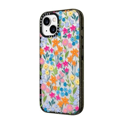 CASETiFY Impact iPhone 14 Case [4X Military Grade Drop Tested / 8.2ft Drop Protection] - Bright Spring Flowers - Glossy Black thumbnail 6