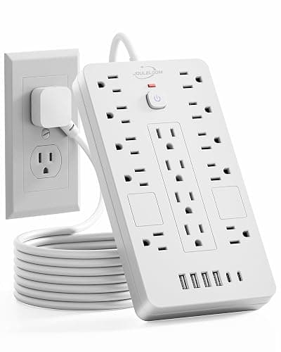 JouleLoom Surge Protector Power Strip-14 Outlets and 6 USB Ports, 6 Feet Flat Plug Extension Cord, 1850 Joules, White, ETL Listed for Home, Office, Dorm Room - Image 1