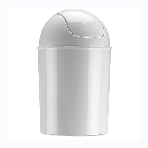 Umbra Mini Waste Can 1-1/2 Gallon with Swing Lid, White, 1 - White - Image 1