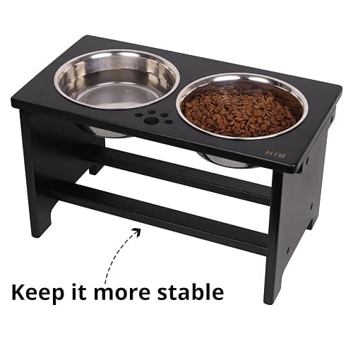 HTB Elevated Dog Bowls,Raised Dog Bowl Stand with 2 Stainless Steel Bowls,Elevated Raised Dog Bowls for Large Medium Small Sized Dogs thumbnail 4