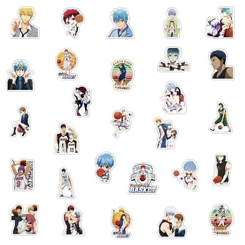Kuroko's Basketball Pack d'autocollants 50pcs, autocollant en vinyle pour bouteilles d'eau ordinateur portable Skateboard Notebook, cadeau pour adultes enfants thumbnail 5