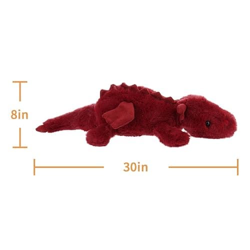 Apricot Lamb Lying Dragon Plush Stuffed Animals for Kids, Soft Cute Plush Toys for Baby Girl and Boy, Large Fluffy Lying Dragon Red thumbnail 3