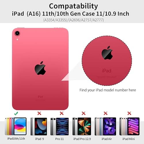 BFGTSJF Case for iPad (A16) & iPad 10th Gen with Pencil Holder, Pink | Fits iPad A16 11-inch 2025 & 10th Gen 10.9-inch 2022, Slim Protective Smart Trifold Stand, Auto Wake/Sleep, Support Touch ID thumbnail 2