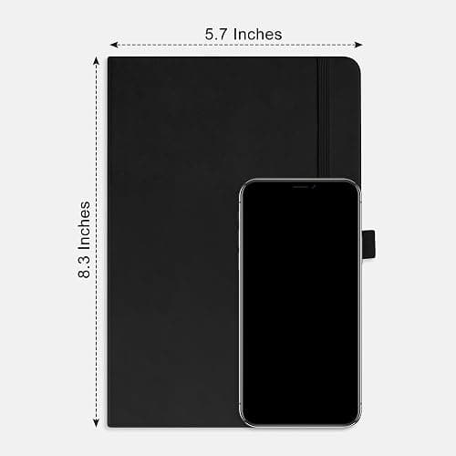 RETTACY Blank Journal Notebook, 192 Pages, A5 Medium Size (5.7'' x 8.3'') | Leather Hardcover, 100 GSM Thick Paper, for Sketching, Drawing, Painting (Black) thumbnail 8