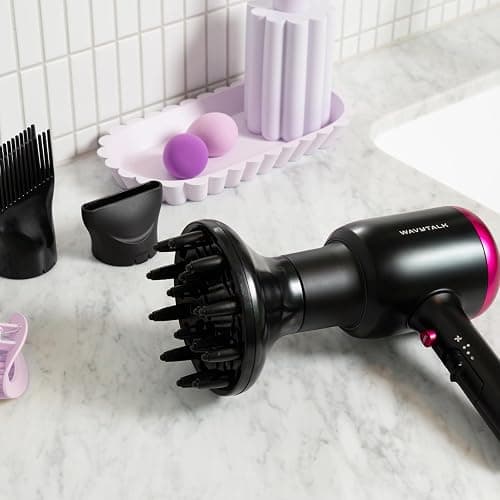 Wavytalk Hair Dryer with Diffuser, Blown Away Ionic Hair Dryer for Curly Hair with Comb, 1875W Fast Drying Blow Dryer with Ceramic Technology, 3 Attachments for All Hair Types, Light and Quiet, Black thumbnail 8