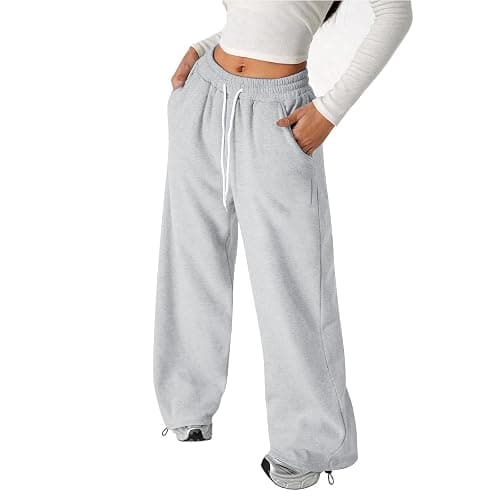 ZGTWHZY Girls Wide Leg Sweatpants Kids Baggy Casual Elastic Waist Track Sweat Pants with Pockets Y2k Streetwear 5-16 Years thumbnail 4