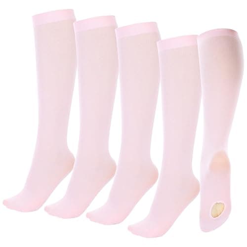 Cuffbow 4 Pairs Pink Ballet Tights Socks Thin Knee High Dancing Socks Women Girls Ballet Stockings for Dance Jazz Shoes - Image 1