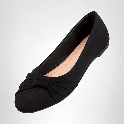 MaxMuxun Women's Flats Shoes Faux Suede Round Toe Ballet Dressy Flats Comfortable Slip On Walking Shoes thumbnail 8