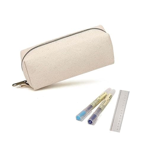 YONBEN Pencil Case Durable Cotton Canvas Pouch Bag for Pens Stylish and soft (Beige) thumbnail 6