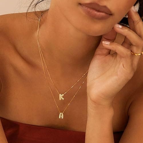 Lisitine Bubble Initial Necklaces Dainty Letter Necklace Cute Name Choker Necklaces for Women Trendy Personalized Pendant Jewelry Gift for Women thumbnail 5