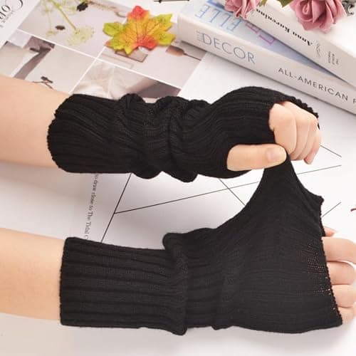 VTTDB Arm covers cute women kawaii japanese harajuku Y2k Arm Warmer for Girls Goth Gloves Fingerless Knitted Arm Sleeve thumbnail 2