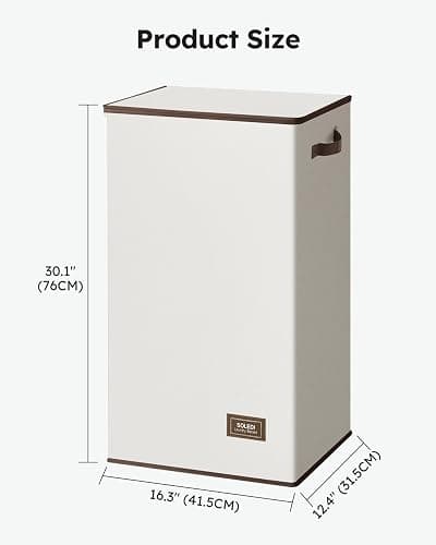 SOLEDI Laundry Hamper with Lid 100L Large & Tall Collapsible Laundry Basket, Clothes Hamper with Bag Removable Easy to Carry, Dirty Hampers for Bedroom, Bathroom, Dorm, College, Off-White thumbnail 3
