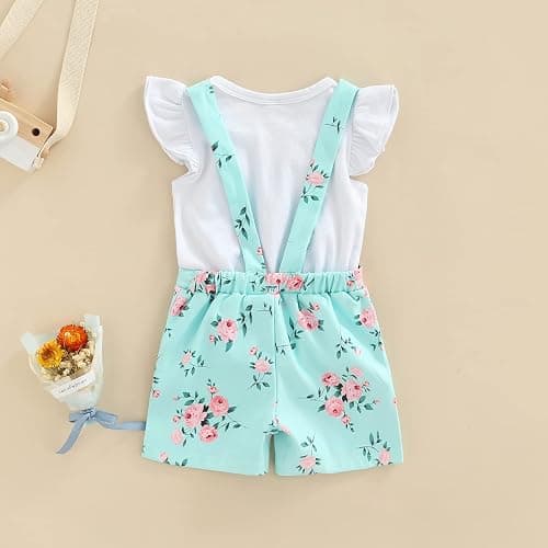 Kids Baby Girl Summer Clothes T-Shirt Tops Suspender Overalls Shorts Toddler Infant Outfit thumbnail 4