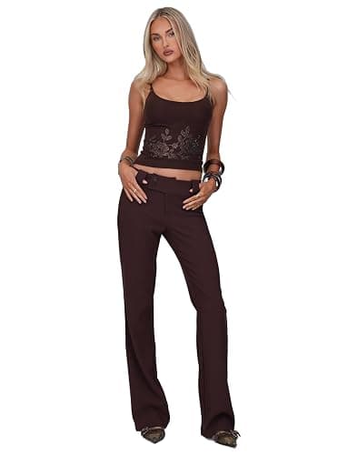 Tiger Mist Women's Kittie Low-Rise Trousers with Buttoned Waistband and Flare Leg - Image 1