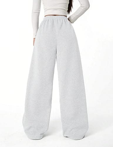 FACDIBY Women's Fleece Wide Leg Sweatpants Baggy Straight Leg Sweat Pants with Pockets thumbnail 2