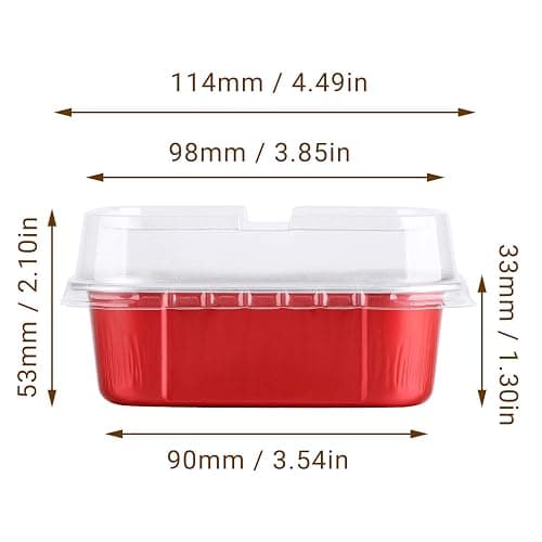EUSOAR Cupcake Cups with Lids, 5.7oz 50pcs Disposable Desserts Flan, Baking Cups with Lids, Aluminum Foil Desserts Cupcake Flan, Catering Gathering Shower Favor-Red thumbnail 3