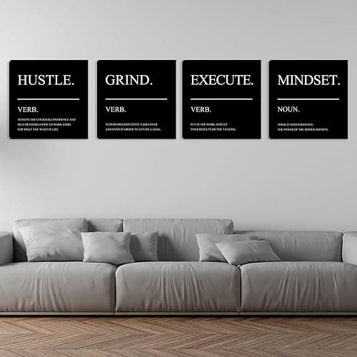 Motivational Wall Decor Posters Inspirational Canvas Wall Art Quotes Motivational Office Wall Decor Print Pictures for Living Room Bedroom Posters Framed Artwork Home Decor Decorations 12"x12"x4pcs thumbnail 5
