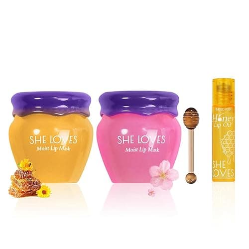 2PCS Lip Mask Overnight, Honey&Sakura Day and Night Repair Sleeping Lip Balm, Fade Lip Lines Bee Balm, Hydrating &Prevention Dry and Crack Lip Scrubs Exfoliator - Image 1