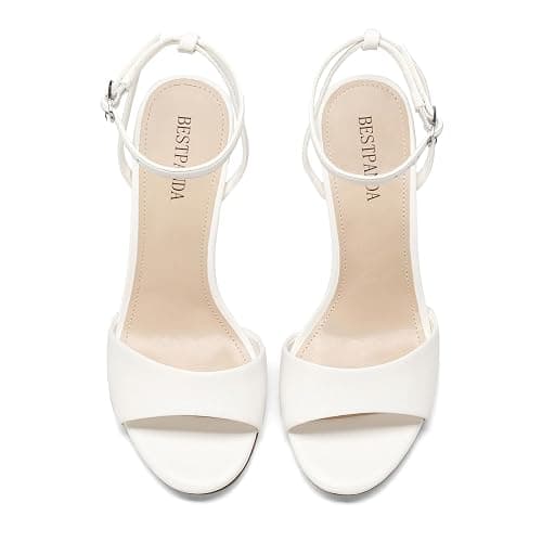 Bestpanda Women's High Heel Sandals Open Toe Ankle Strap Heels | Wide heel stability, adjustable ankle strap, comfortable cushioning, helps reduce forward sliding, weddings, parties and prom thumbnail 6