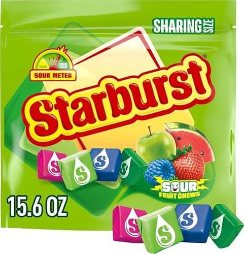 STARBURST Sour Chewy Candy Individually Wrapped Fruit Chew Candies, Sharing Size, 15.6 Oz Resealable Bag - Image 1