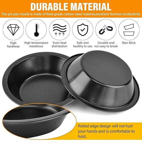 12 Pack 5 inch Mini Pie Pans Reusable Small Round Pie Pans Carbon Steel for Baking Cake Bread Meat Dessert Fruit Pumpkin Pies Egg Tart thumbnail 4