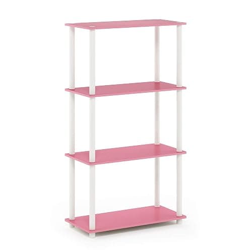 Furinno Turn-N-Tube 4-Tier Multipurpose Shelf Display Rack, Round Tubes, Pink/White thumbnail 7