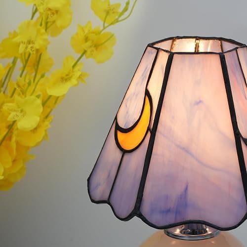 KIPHEPI Mushroom Lamp Tiffany Lamp Stained Glass Table Lamp Moon Cute Small Bedside Lamps for Living Room Home Decor,Unique Aesthetic Home Living Room Decor Girls Women Birthday Day Gift,Pink Blue thumbnail 7