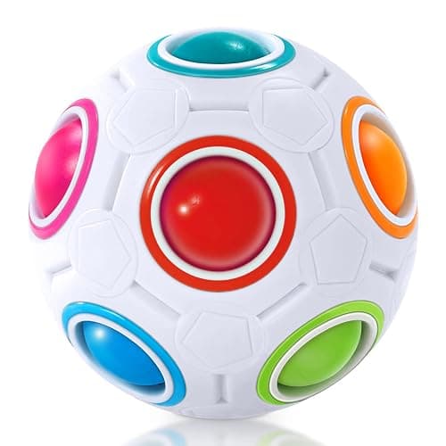 Vdealen Magic Rainbow Puzzle Ball, Fidget Ball Puzzle Brain Teaser Fidget Toy for Boys & Girls- Birthday Party Easter Valentines Christmas Stocking Stuffers for Kids Teen & Adults(Off White) - Image 1
