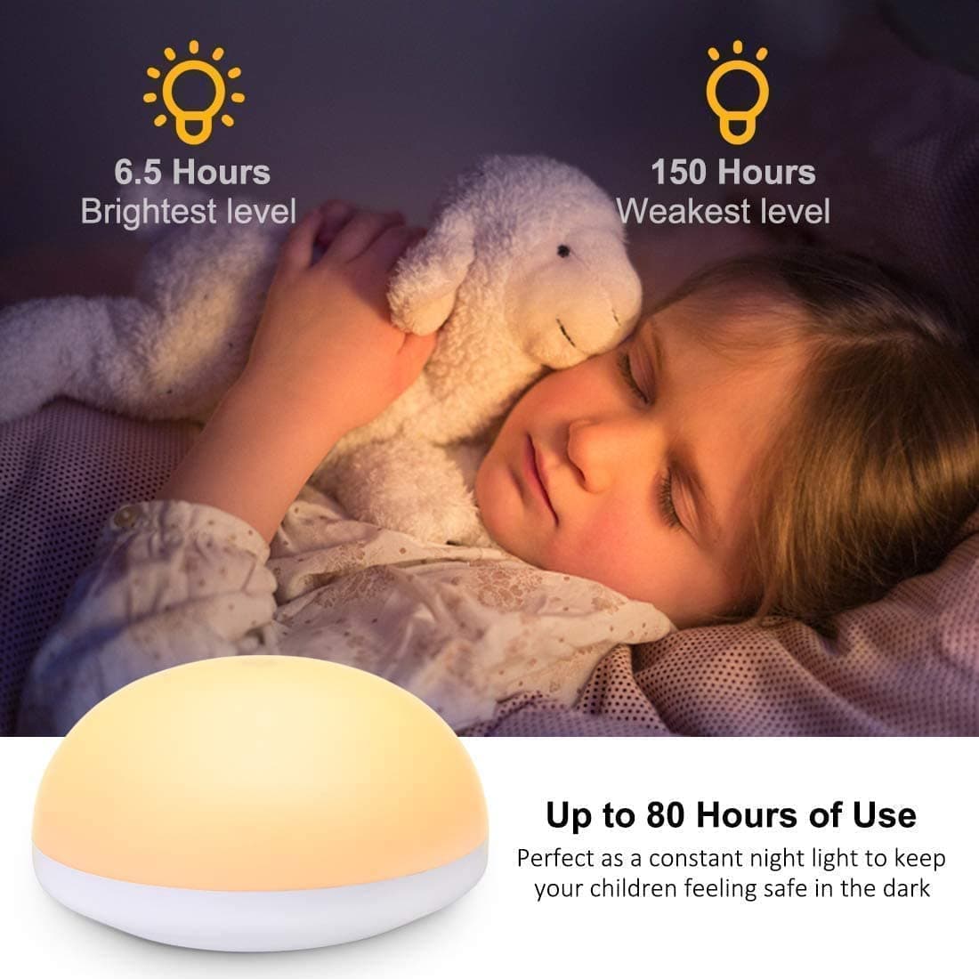 Night Light, Touch Lamp Bedside, Wireless Rechargeable LED Control Smart Bedside Table Lamp for Breastfeeding, Portable Baby Nursery Lamp, Eye Protection Indirect Lighting 2 Colors 5V thumbnail 3
