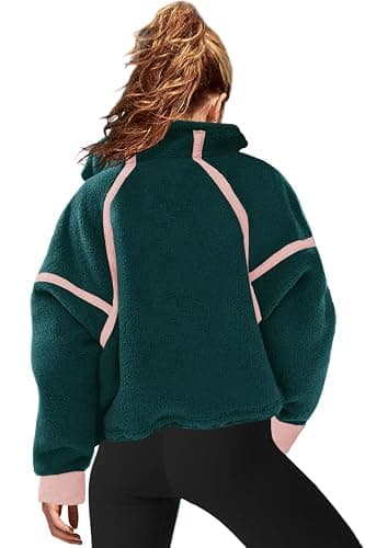 LAMISSCHE Half Zip Sweatshirt Women Oversized Sherpa Jacket V Neck Fleece Pullover Hoodie with Pockets thumbnail 5