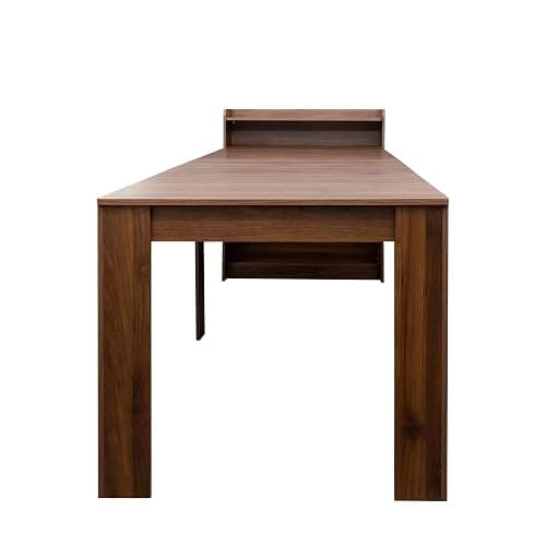 Pvillez Walnut Extendable Dining Room Table, 98.43" Expandable Dining Table with Storage Shelf, Rectangle Farmhouse Kitchen Table Extendable Wood Console Table Convertible Long Dining Table for 6 8 10 - Type1-walnut thumbnail 5