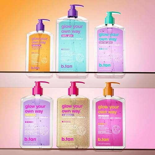 B.TAN Clear Gradual Self Tan Gel | Glow Your Own Way Shimmer - Sunkissed Golden Bronze, Transfer Free, Best Extender, Moisturizing, Non Toxic Sunless Tanning Lotion, No Fake Tanner Smell, 16 Fl Oz thumbnail 6