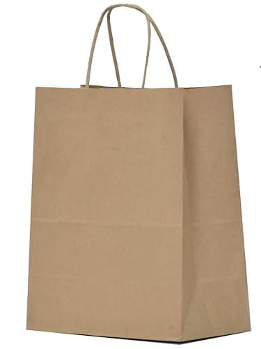 Qutuus 10x5x13 Kraft Paper Bags 100 Pcs Kraft Shopping Bags, Paper Gift Bags for Retail, Merchandise, Recycled Bulk Paper Sacks, Brown Paper Bags with Handles Bulk - Image 1