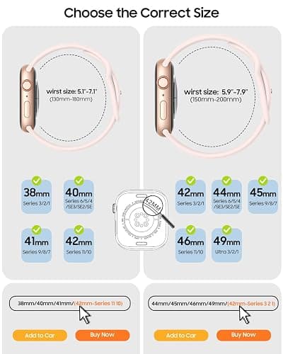 TreasureMax Sport Band Compatible with Apple Watch Bands 38mm 40mm 41mm 42/44mm 45mm 46mm 49mm Lotus Pink, Soft Silicone Strap Compatible for Apple Watch Series 11 10 9 Ultra SE/SE2 8 7 6 5 4 3 Men Women thumbnail 2