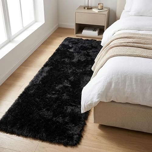 Black Rugs for Bedroom, 3x5 Feet Fluffy Area Rugs for Living Room, Soft Shag Kids Rug Small Carpet for Nursery, Bedside, Indoor, Dorm Decor thumbnail 7